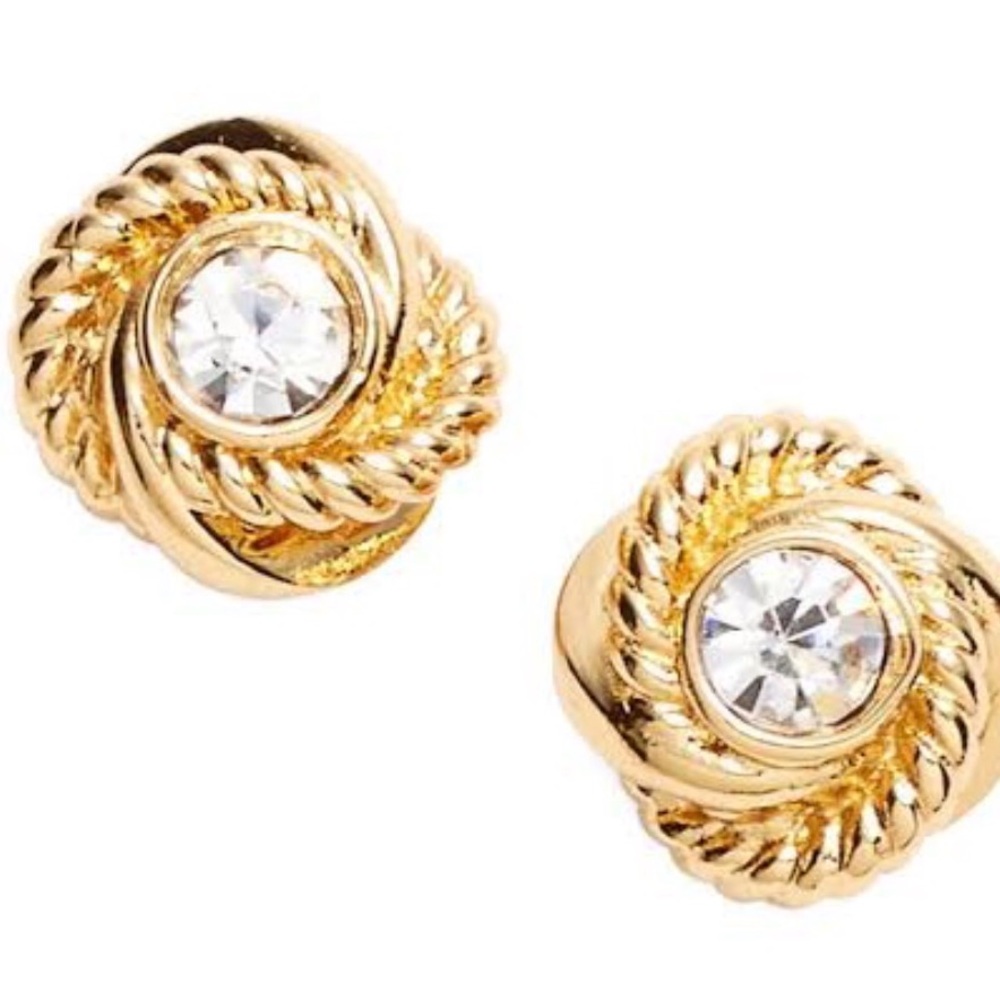 Kate Spade -infinity and beyond -knot stud earrings -clear/ gold - NWT